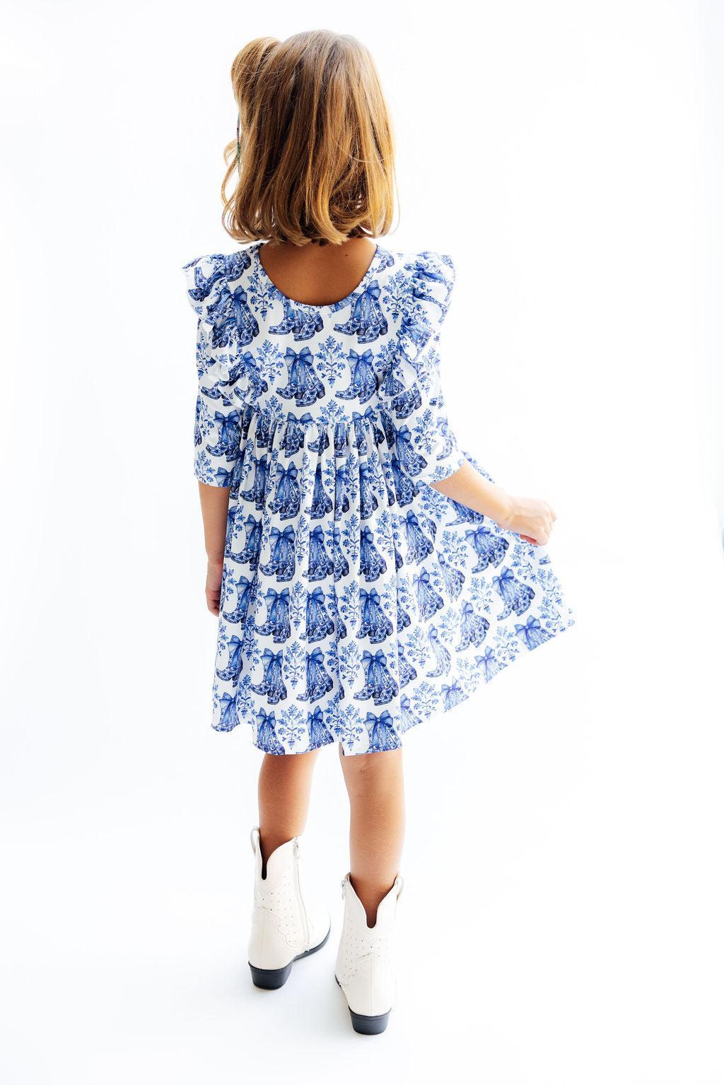 Southern Belle 3/4 Sleeve Ruffle Twirl Dress 3