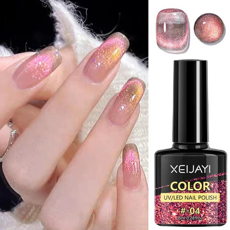 XEIJAYI Pink Cat Eye Gel Nail Polish Ceramic Magnetic Gel UV Semi-permanent Enamels Varnish Nail Supplies For Professionals Gel 62