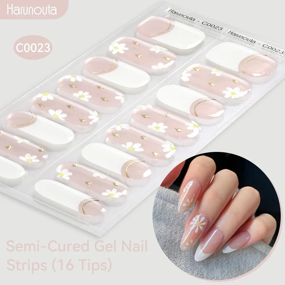 Gradient Auroras Semi Cured Gel Nail Strips Sparkly Shinning DIY Gel Polish Stickers for Nails Works with UV/LED Nail Lamps 19