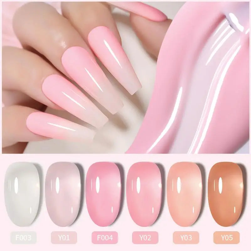 LILYCUTE 6PCS/SET 7ml Jelly Pink Nude Translucent Gel Nail Polish Set Semi Permanent Soak Off Nail Art Manicure Gel Set 3