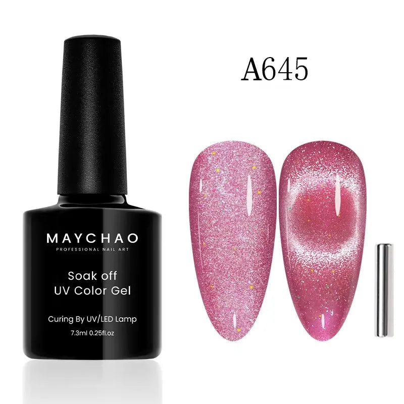 MAYCHAORomantic Galaxy Cat Eye Gel Nail Polish With Magnet Soak off UV Holographic Magnetic Rainbow Gel Polish for Nail Manicure 13