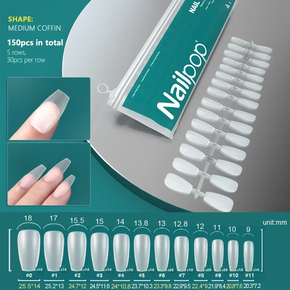 NAILPOP 120pcs Fake Nails Full Cover Press on Nails Coffin Soft Gel American Pose Capsule False Nail Tips for Extension System 13