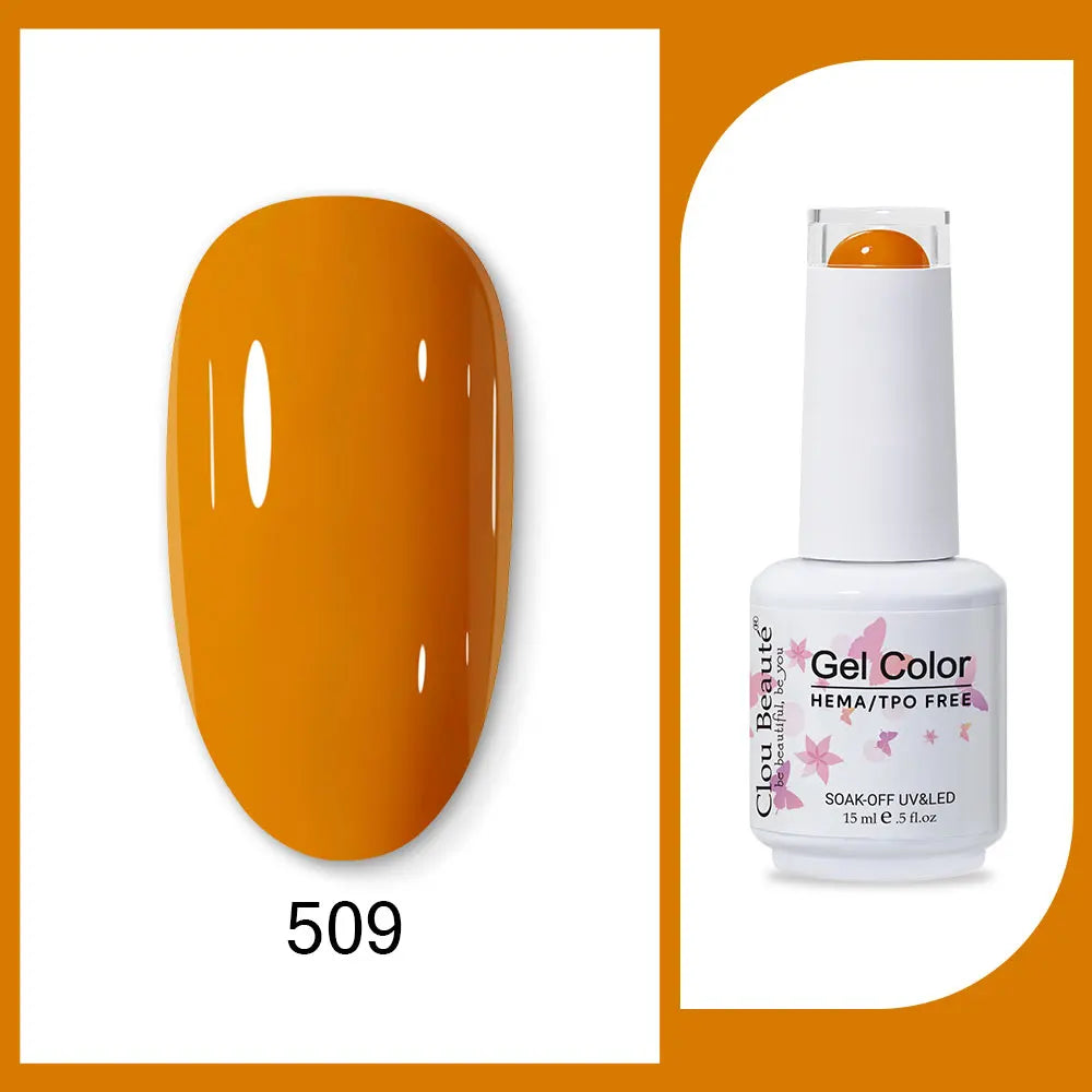 Clou Beaute 15ml Red Black White Green Neon Gel Nail Polish Base Top Coat Velvet Top 400 Colors Semi Permanent Gel Nail Varnish 13