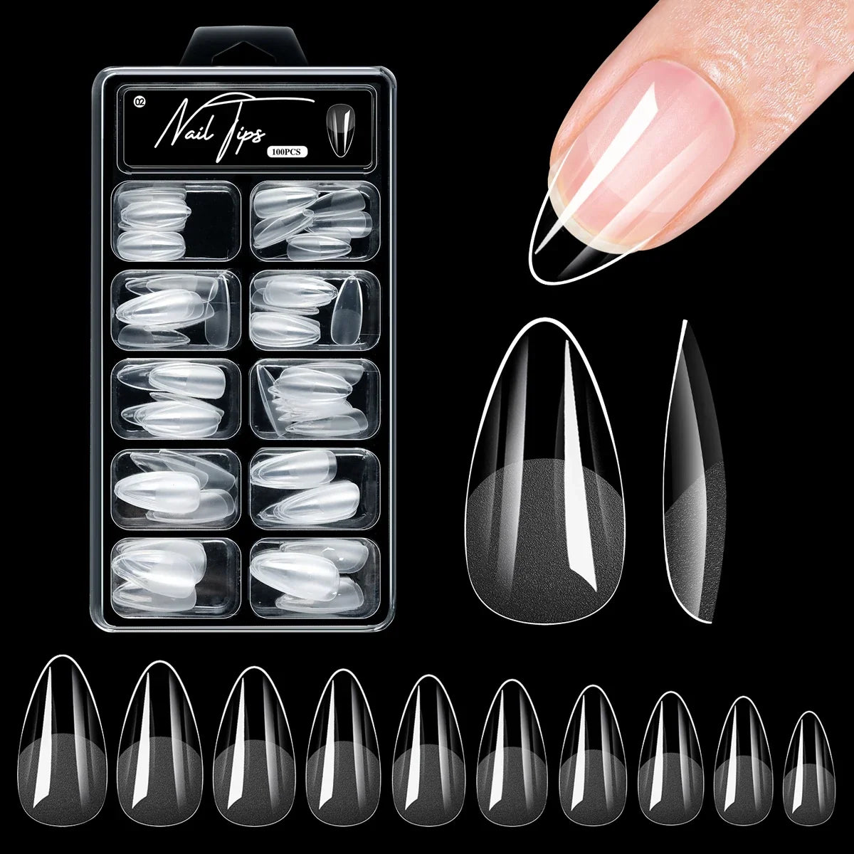 100/600Pcs Short Almond Nail Tips Soft Gel Nail Tips Full Cover False Nail Tips For Acrylic Nails  Salon Home Press On Nails 7