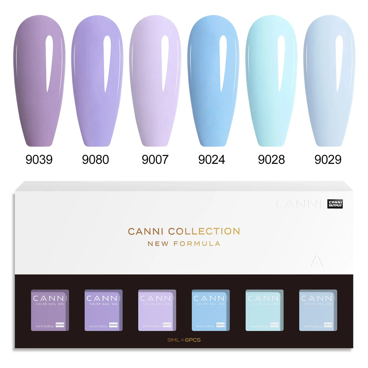 6pcs*9ml CANNI HEMA FREE Nail Gel Polish Set Gorgeous Color Semi Permanent Pigmented Painting Gel Soak off UV LED Gel Nails Kit 6