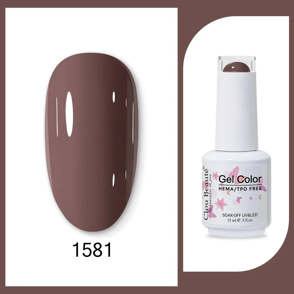 Clou Beaute 15ml Red Black White Green Neon Gel Nail Polish Base Top Coat Velvet Top 400 Colors Semi Permanent Gel Nail Varnish 44