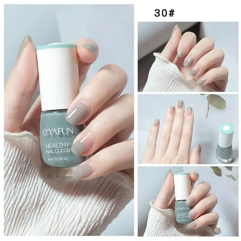 8ml Matte Waterproof No-bake Nail Polish Nail Art Tearable Quick Dry Normal Without Lamp Nail Polish Glitter Sequins UV Varnish 39