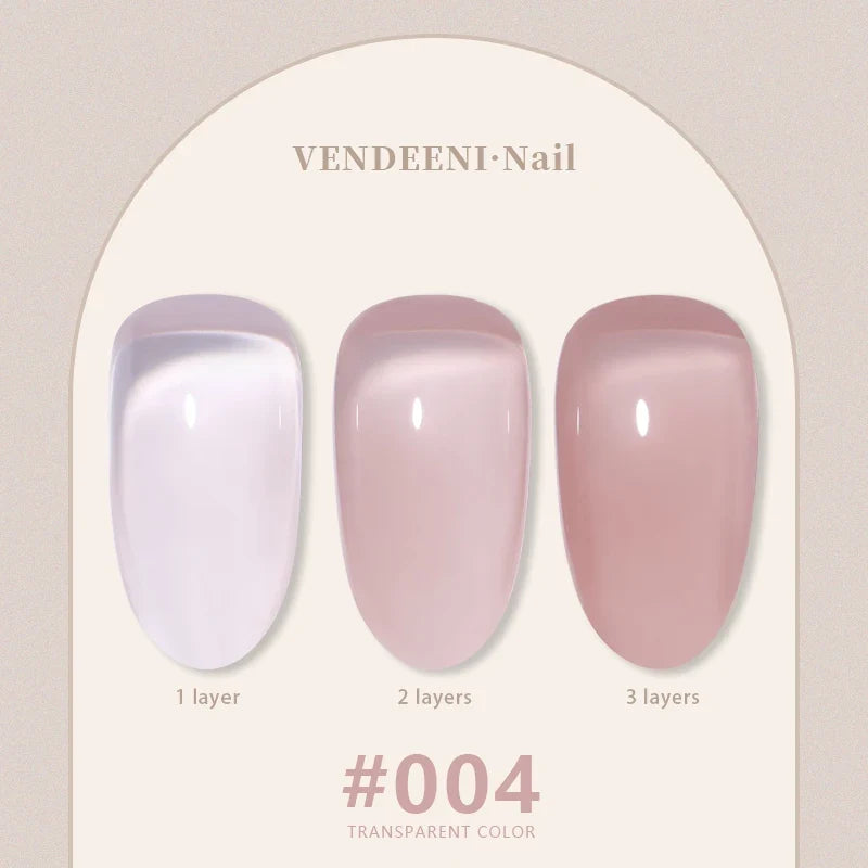 Vendeeni 24 Colors Jelly Transparent Gel Nail Polish Nude Pink Skin Color UV Soak Off Gel Varnish Jade Nail Art Gel Lacquer 15ml 28