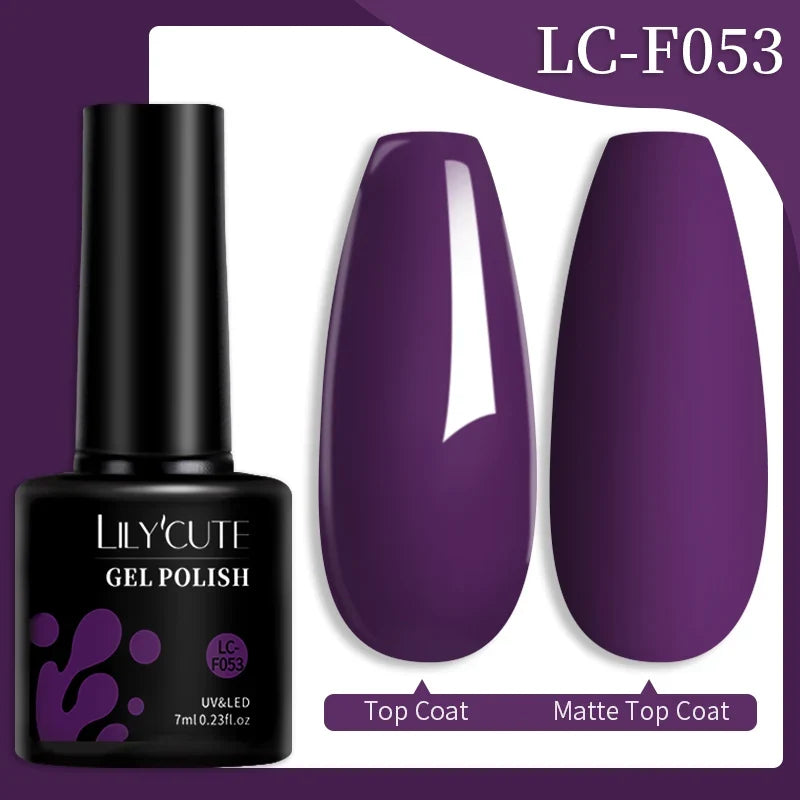 LILYCUTE 7ML Colorful Gel Nail Polish 129 Colors Long Lasting For Manicure Semi Permanent Base Top Coat Nail Art UV Gel Varnish 77