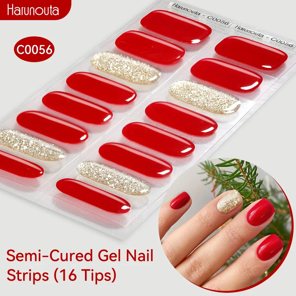 Gradient Auroras Semi Cured Gel Nail Strips Sparkly Shinning DIY Gel Polish Stickers for Nails Works with UV/LED Nail Lamps 84