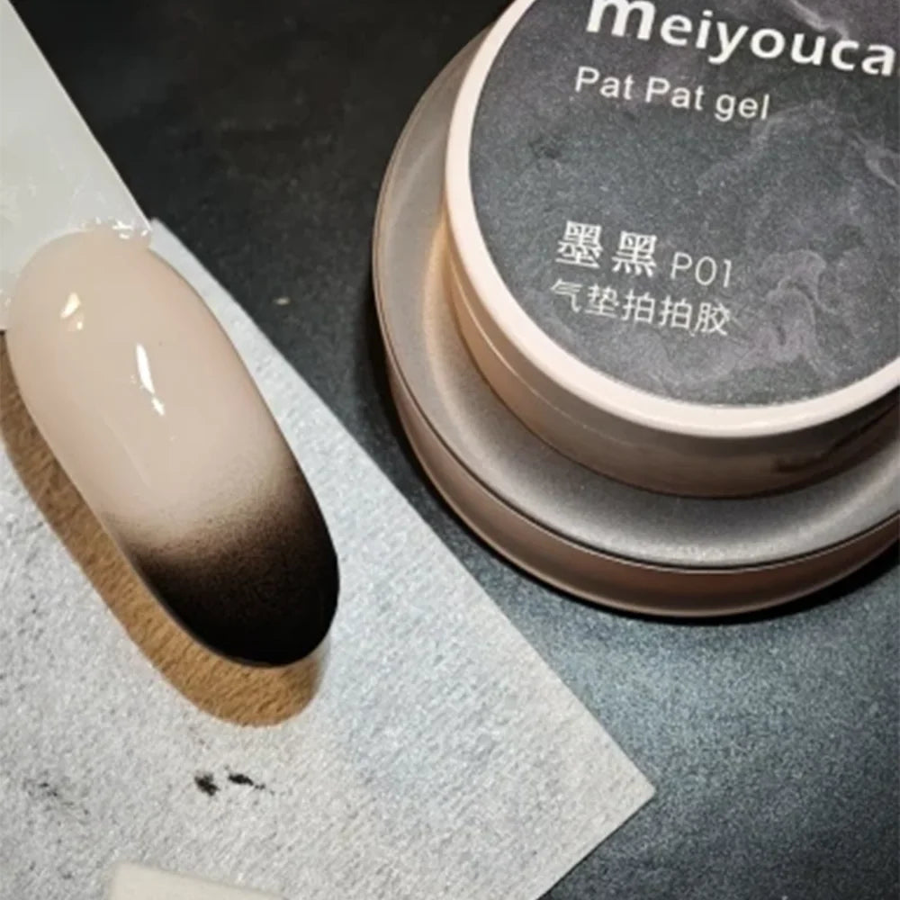 1Jar Black Pat Painting Gel Nail Polish with Air Cushion Gradient Matte Texture Nail Patting Glue Soak Off UV LED Nail Varnish 8 2