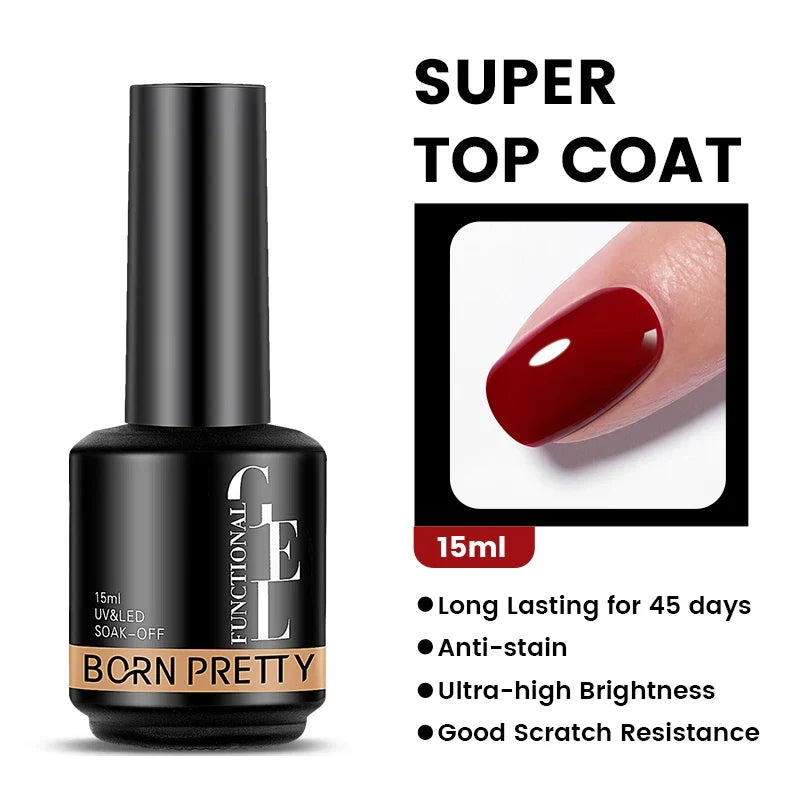 BORN PRETTY Milky Pink Rubber Base Gel Nail Polish Glitter 15ml Semi-Permanent Varnish Soak Off Self Leveling UV LED Gel 8
