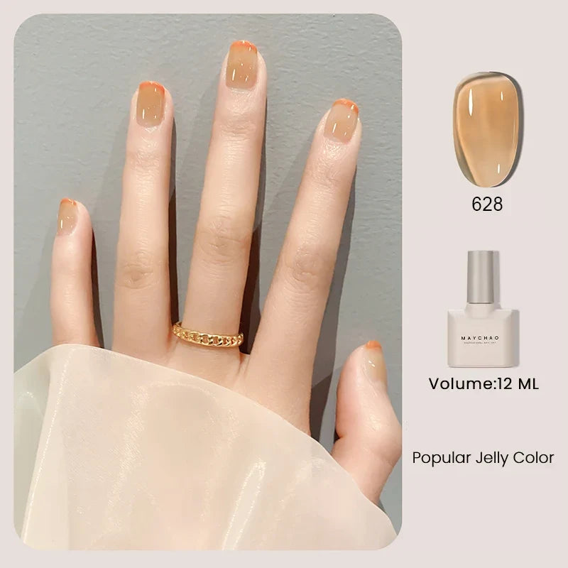 MAYCHAO 12ml Jelly Gel Nail Polish Semi Permanent Top Coat Soak Off UV LED Gel Art Nail Varnish Manicure Long Lasting Nail Gel 17