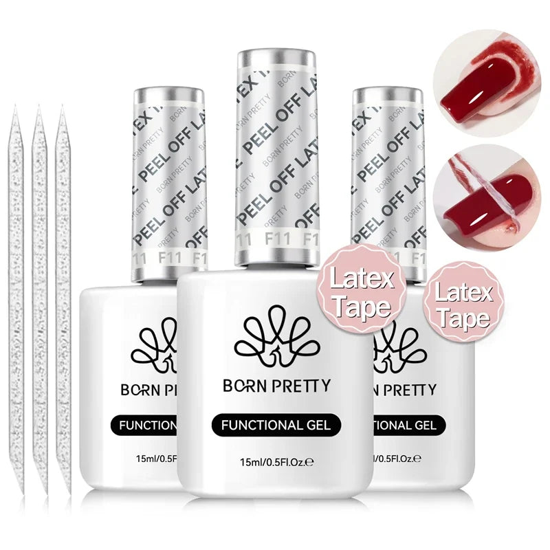 BORN PRETTY 15ml Peel Off Nail Latex Tape Gel Nail Polish Anti-freezing Quick Dry No Need for Curing Nails Finger Protector Tool 8