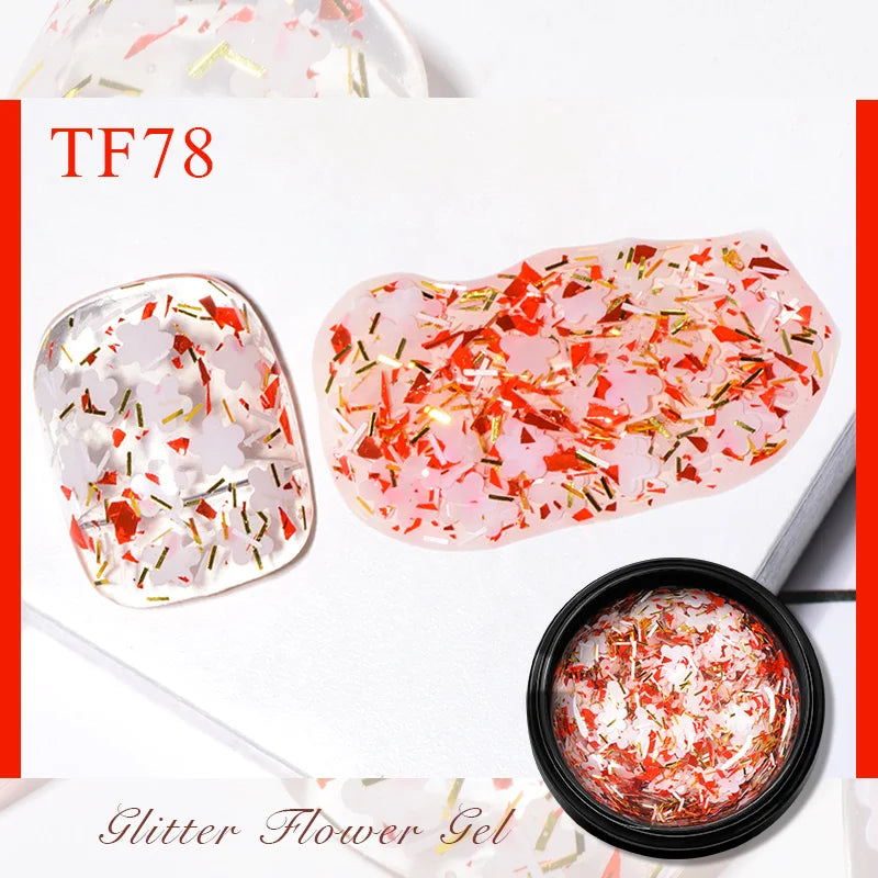 MEET ACROSS 5ml Pink Dried Flower Gel Nail Polish Natural Flower Fairy Nail Art Gel Soak Off UV LED Painting Varnishes For Nails 44