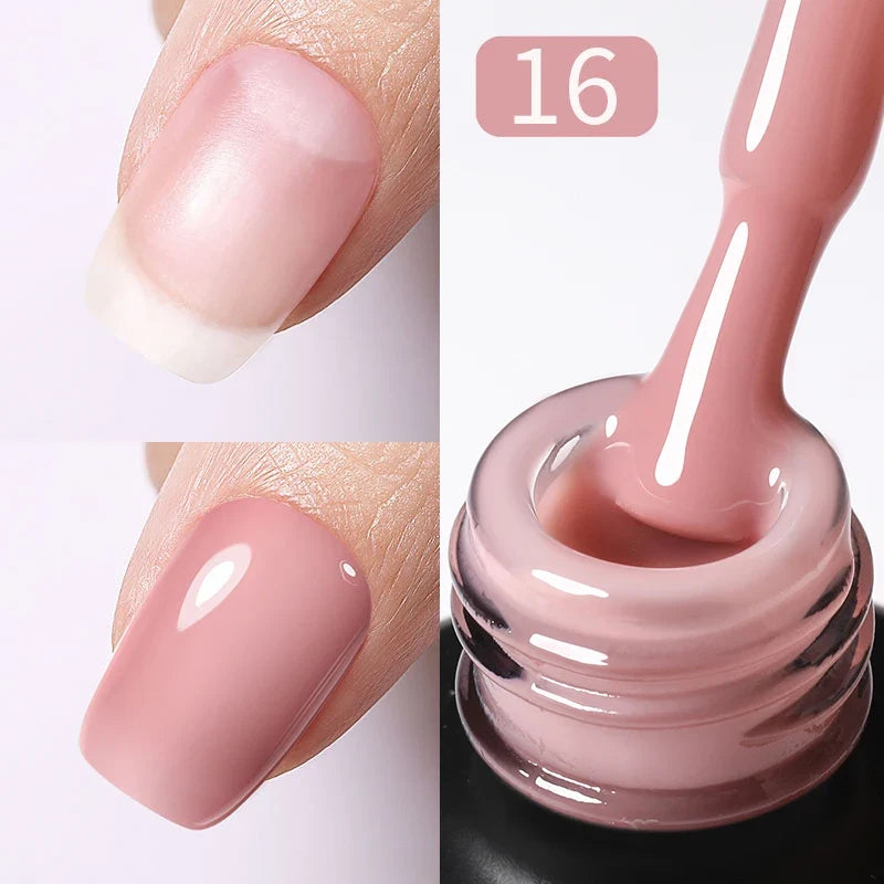 BORN PRETTY Milky Jelly Rubber Base Gel for Gel Nail Polish 15ml Russian Self-leveling Nude Color Soak Off Semi Permanent UV Gel 8