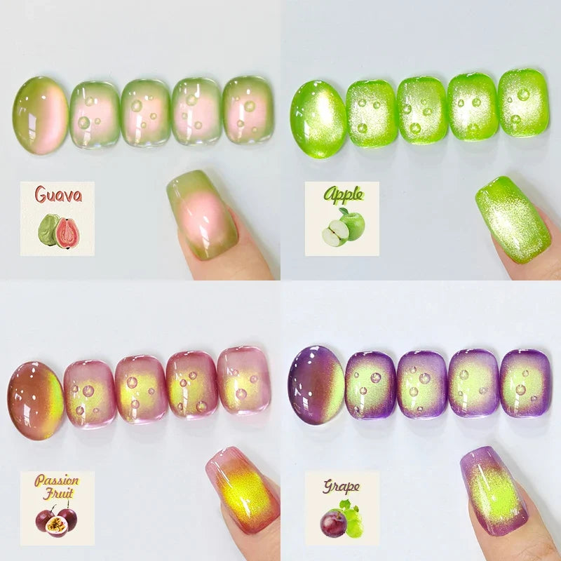 BORN PRETTY 10ml Fruit Purple Grape Cat Magnetic Gel Nail Polish 2025 New Whitening Guava Glass Beads Varnish Nail Supplies 4