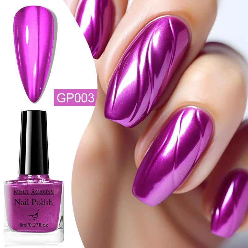 8ml Mirror Metallic Nail Polish No Need Lamp Curing Air Dry Salon Quality Soak-Off Long Lasting Varnishes DIY Manicure Design 13