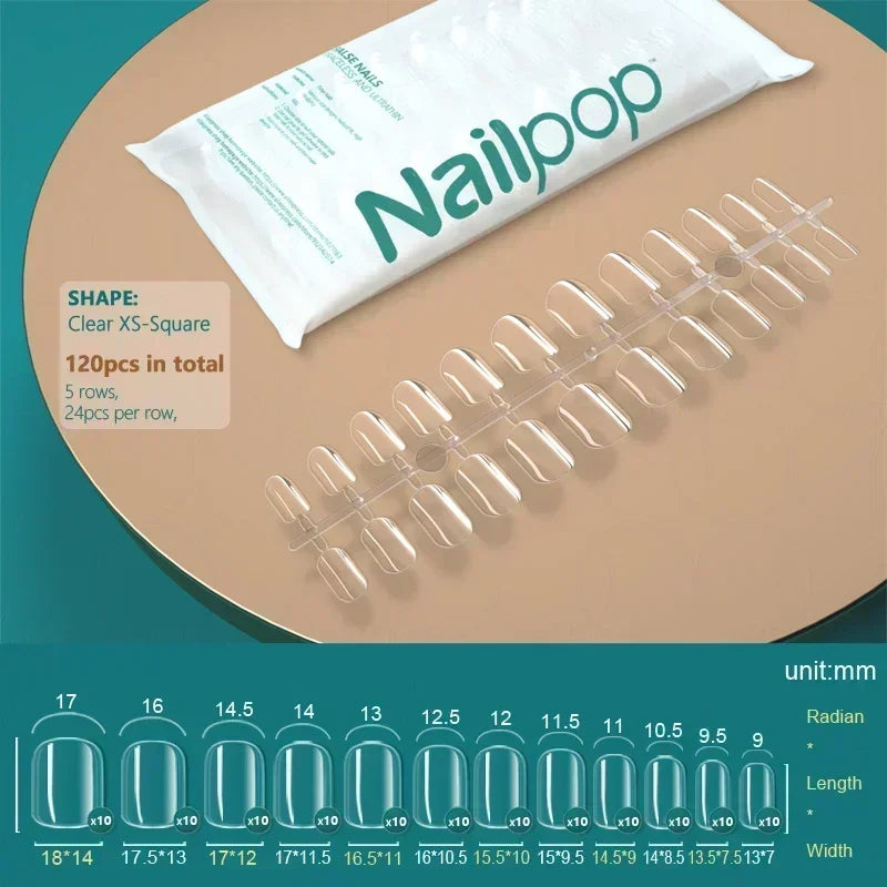 NAILPOP 120pcs Fake Nails Full Cover Press on Nails Coffin Soft Gel American Pose Capsule False Nail Tips for Extension System 7