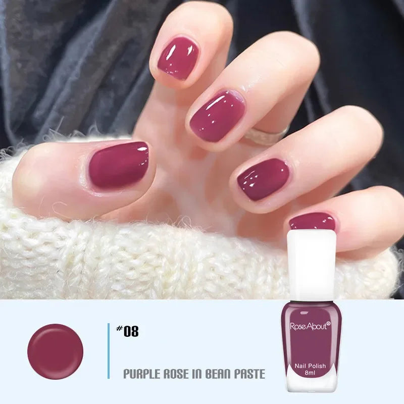 40 Colors No Bake Water-based Nail Polish Glitter Sequins Long-lasting Tearable Healthy Tearable Quick-drying Nude Nail Polish 27