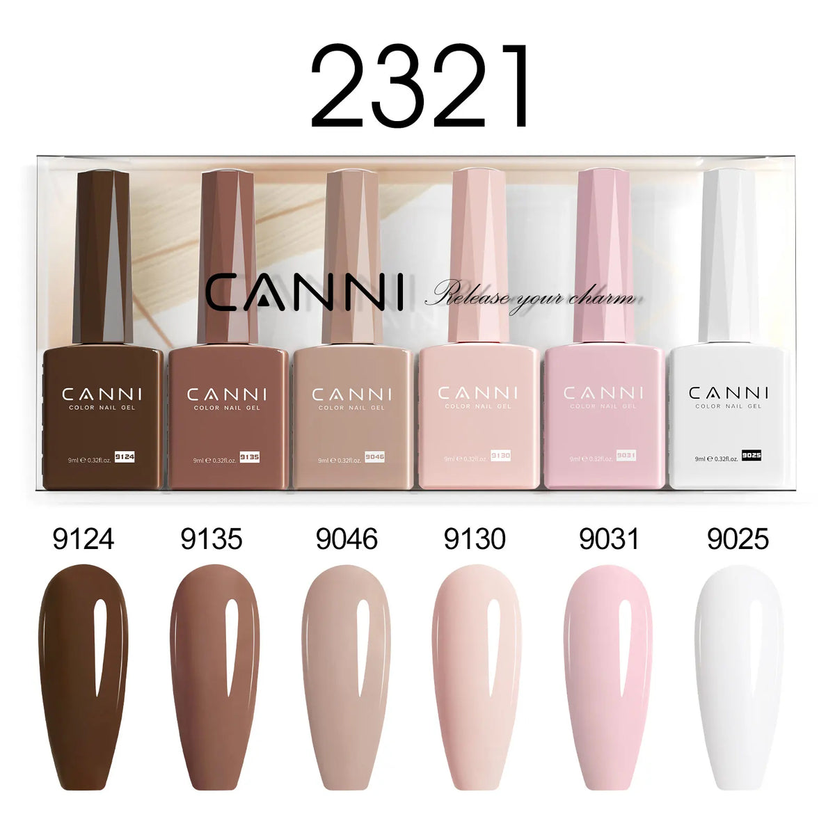 6pcs*9ml CANNI HEMA FREE Nail Gel Polish Set Gorgeous Color Semi Permanent Pigmented Painting Gel Soak off UV LED Gel Nails Kit 45