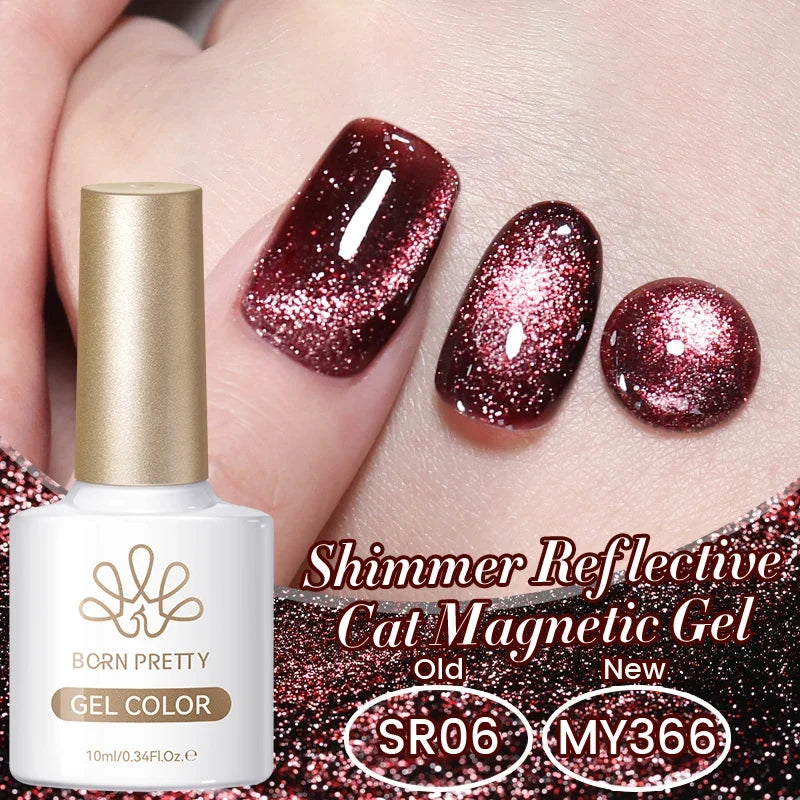 BORN PRETTY 10ml Silver Water Light Cat Magnetic Gel Nail Polish Nail Supplies Vernis Semi Permanent Gel for Fall Winter Nails 16