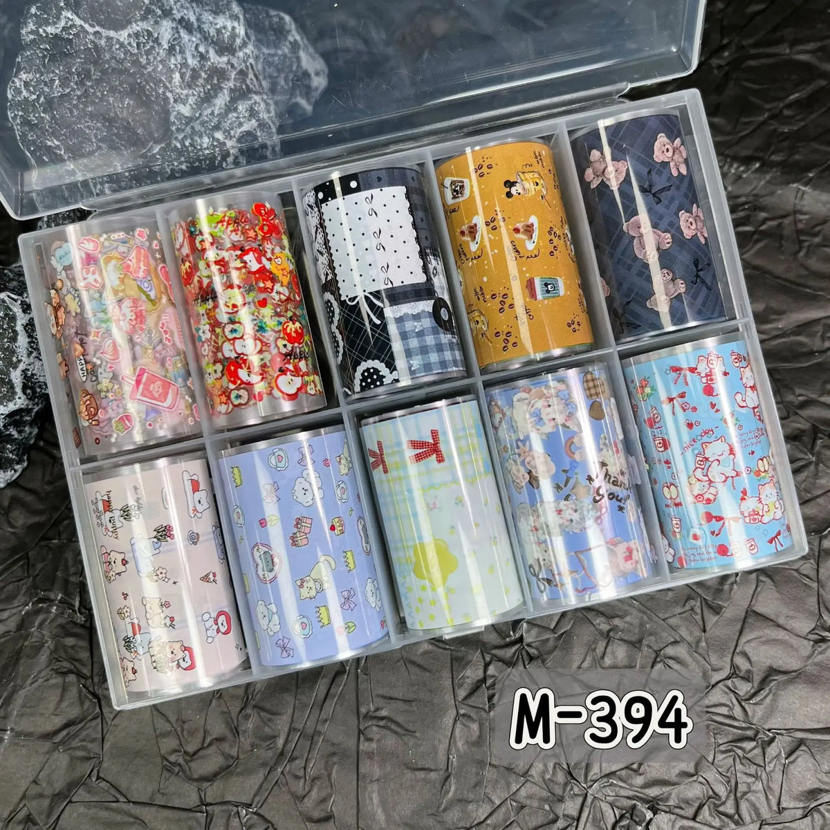 10Rolls Plaid Thousand-Bird Bow  Stars Nail Foils Transfer Paper  Nail Art Stickers  Manicure Set Decal  Nails Decoration 72