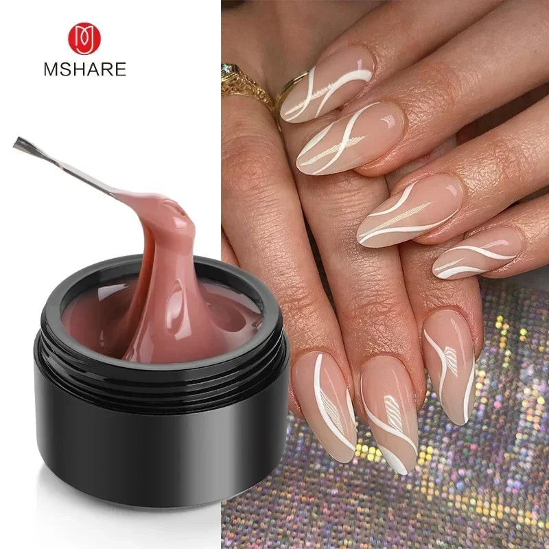 MSHARE 50ml Natural Nails Gel Builder Nalil Tpo Free Self Leveling Gel for Nail Extension Construction Pink Shade UV Led Gel 14