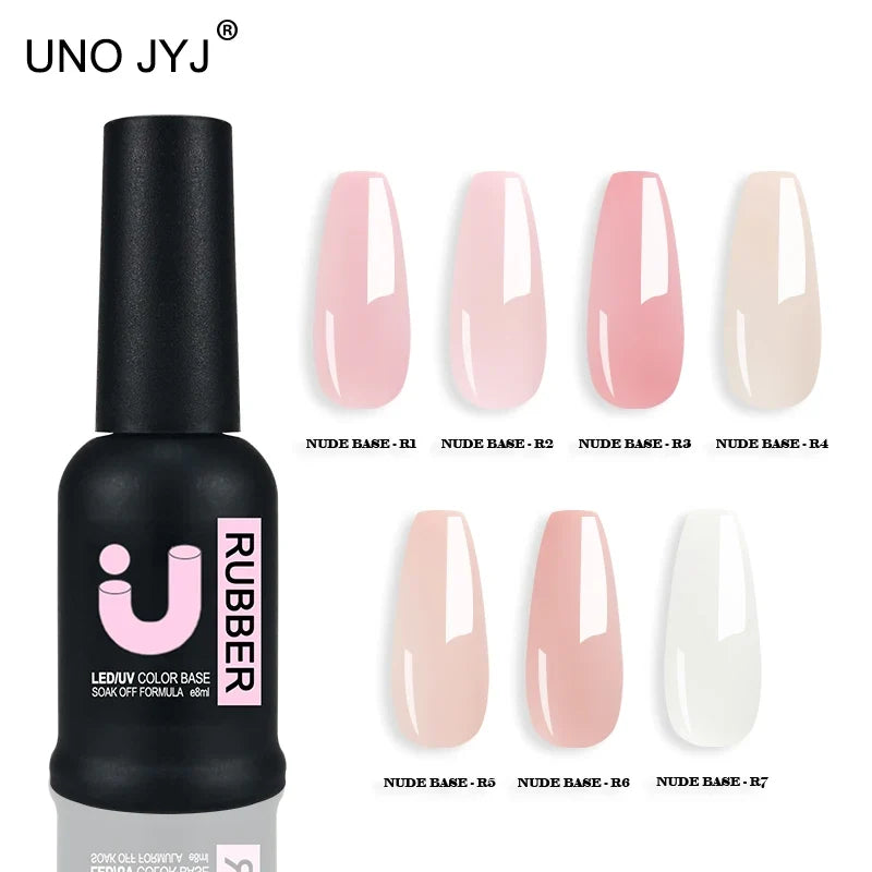 UNO JYJ Nude Rubber Base Gel Polish Semi-permanent Nail Polish UV Varnish Manicure Natural Nail Base Coat 7 Colors Basis Gellac 1