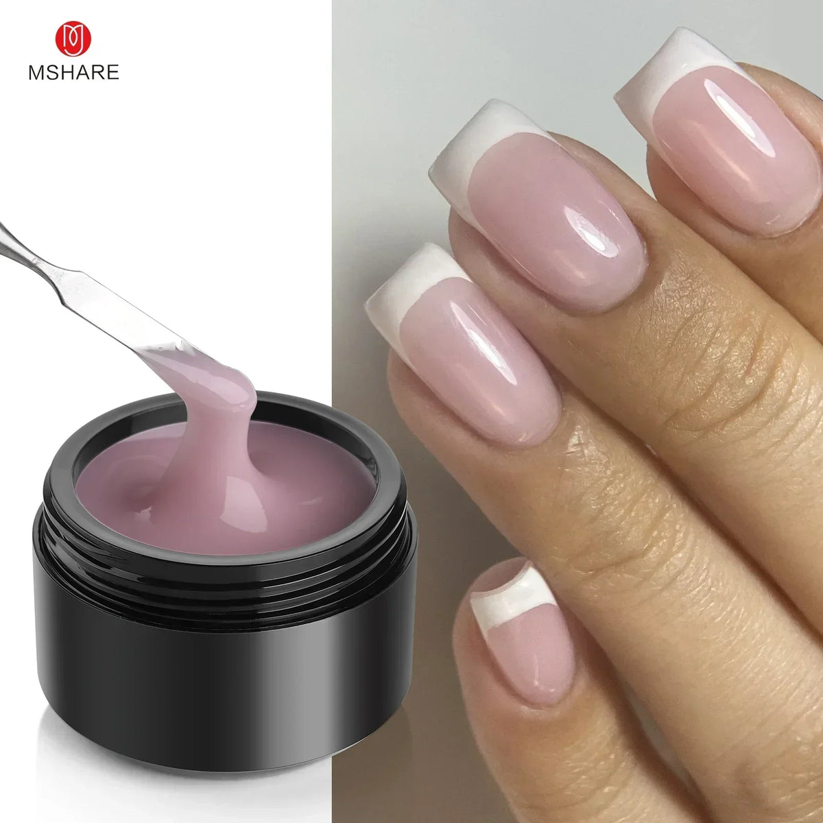MSHARE 50ml Natural Nails Gel Builder Nalil Tpo Free Self Leveling Gel for Nail Extension Construction Pink Shade UV Led Gel 17