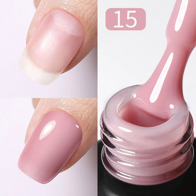 BORN PRETTY Milky Jelly Rubber Base Gel for Gel Nail Polish 15ml Russian Self-leveling Nude Color Soak Off Semi Permanent UV Gel 23