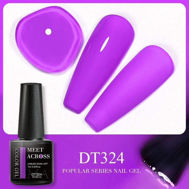 MEET ACROSS 5ml Pink Dried Flower Gel Nail Polish Natural Flower Fairy Nail Art Gel Soak Off UV LED Painting Varnishes For Nails 53