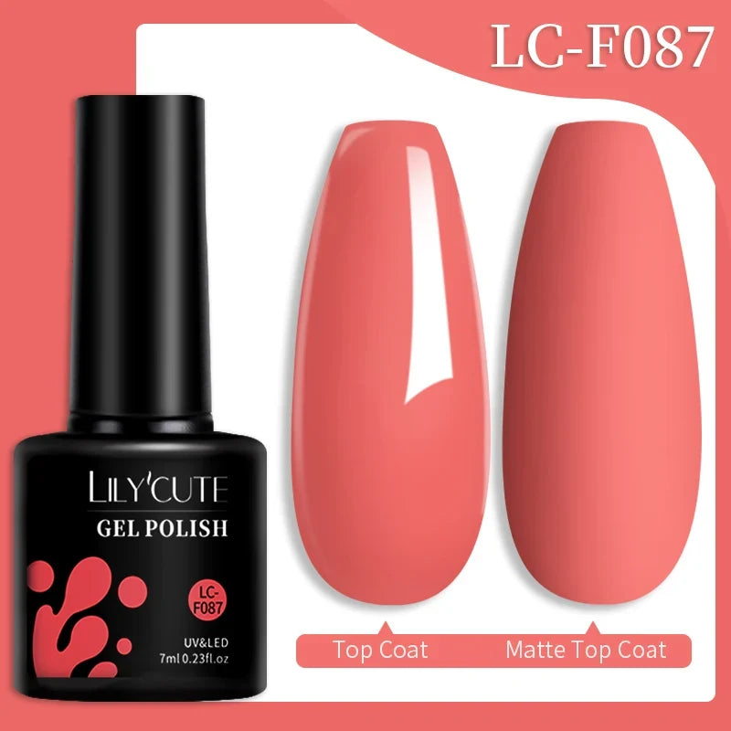 LILYCUTE 7ML Colorful Gel Nail Polish 129 Colors Long Lasting For Manicure Semi Permanent Base Top Coat Nail Art UV Gel Varnish 119