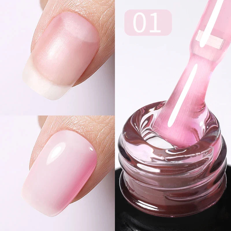 BORN PRETTY Milky Jelly Rubber Base Gel for Gel Nail Polish 15ml Russian Self-leveling Nude Color Soak Off Semi Permanent UV Gel 11