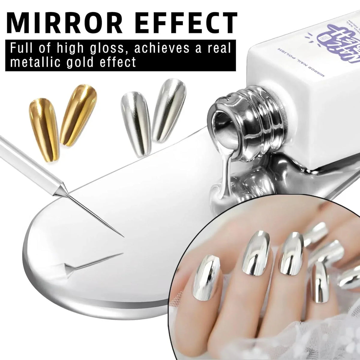 5/8/10/12ml 5D Metallic Painting Nail Gel Silver/Gold Liner Polish Mirror Chrome Effect Gel Nail Polish Soak Off UV/LED Drawing^ 2