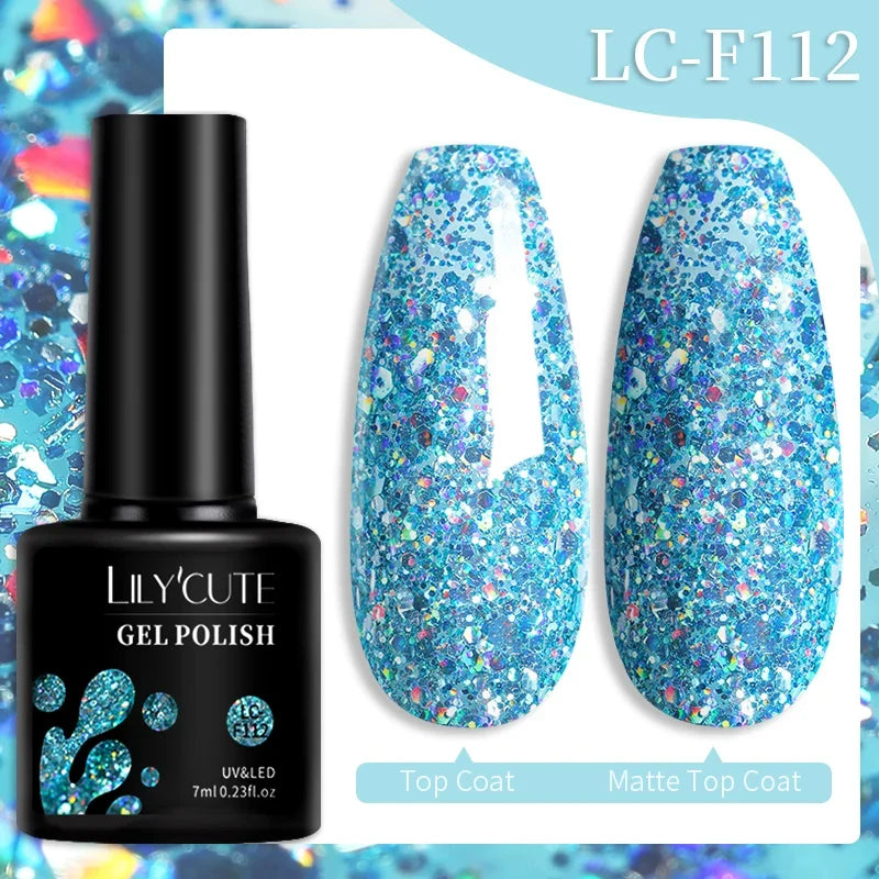 LILYCUTE 7ML Colorful Gel Nail Polish 129 Colors Long Lasting For Manicure Semi Permanent Base Top Coat Nail Art UV Gel Varnish 72