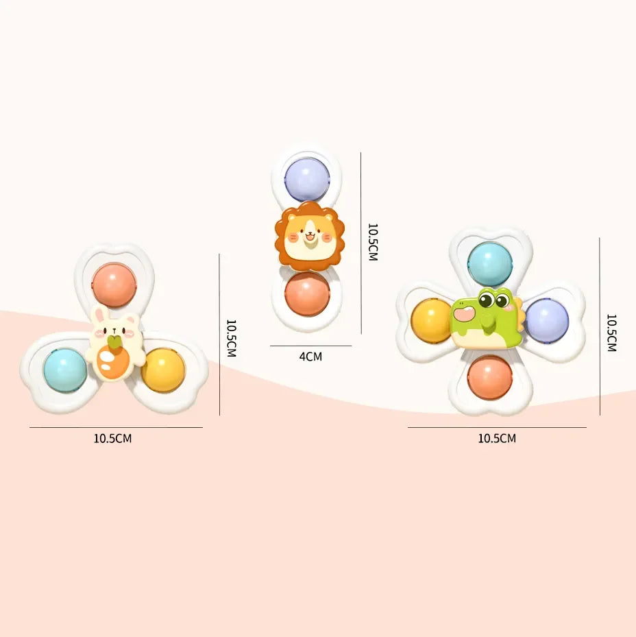 3 in 1 Suction Cups Spinning Top Toy For Baby Game Infant Teether Relief Stress Educational Rotating Rattle Bath Toys For Kids 6