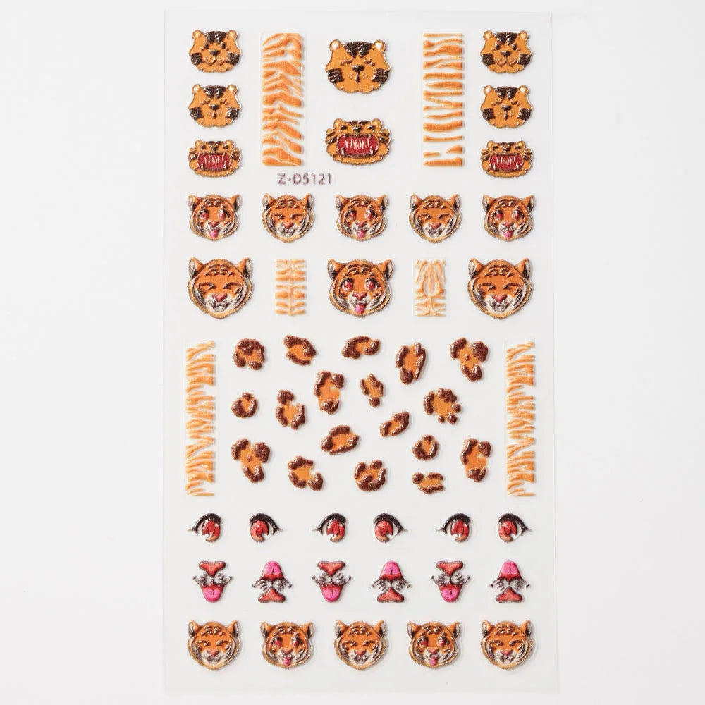 Lovely Cat Nail Decals 3D Animal Cartoon Dog Scrawl Relief Self Adhesive Nail Art Stickers Cute Puppy Kitty Y2K Nails Decoration 13