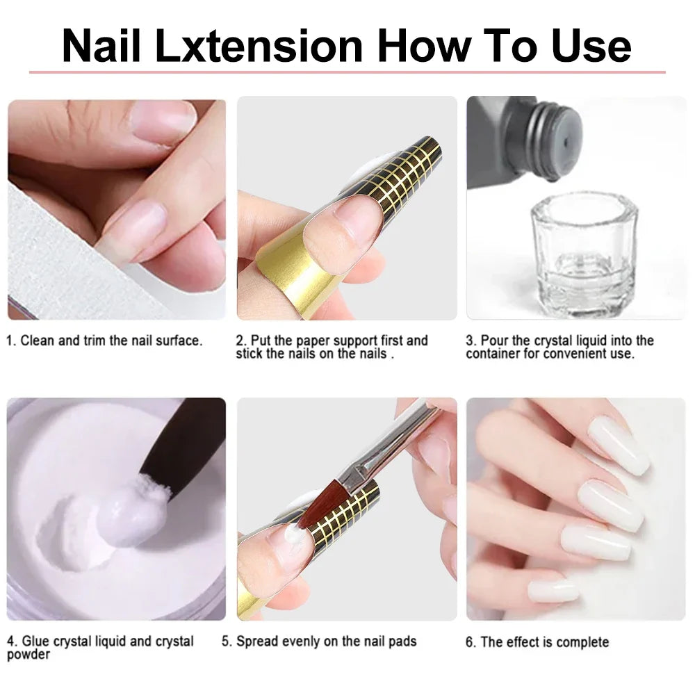 Nail Kit Set Acrylic Powder Monomer Acrylic Liquid For Nail Extension Professional Gel Manicure Set False Nails Art Tools Set *& 3