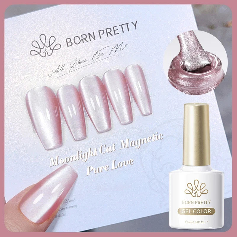 BORN PRETTY 10ml Silver Water Light Cat Magnetic Gel Nail Polish Nail Supplies Vernis Semi Permanent Gel for Fall Winter Nails 19