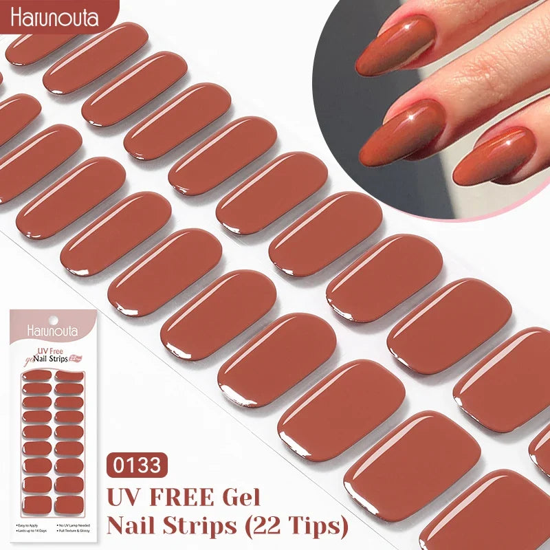 22strips UV Free Nail Gel Strips Loving Heart Gel Polish Nail Sticker Curing-free Adhesive Stickers for Nails Long Lasting Wrap 23