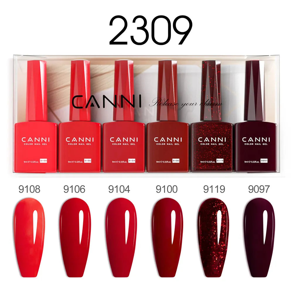 6pcs*9ml CANNI HEMA FREE Nail Gel Polish Set Gorgeous Color Semi Permanent Pigmented Painting Gel Soak off UV LED Gel Nails Kit 28