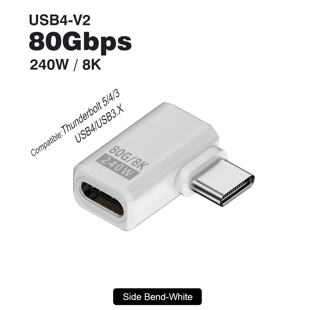 USB4 V2 90 Degree USB-C Angle Adapter | 80Gbps Thunderbolt 5/4/3 Elbow Connector 16