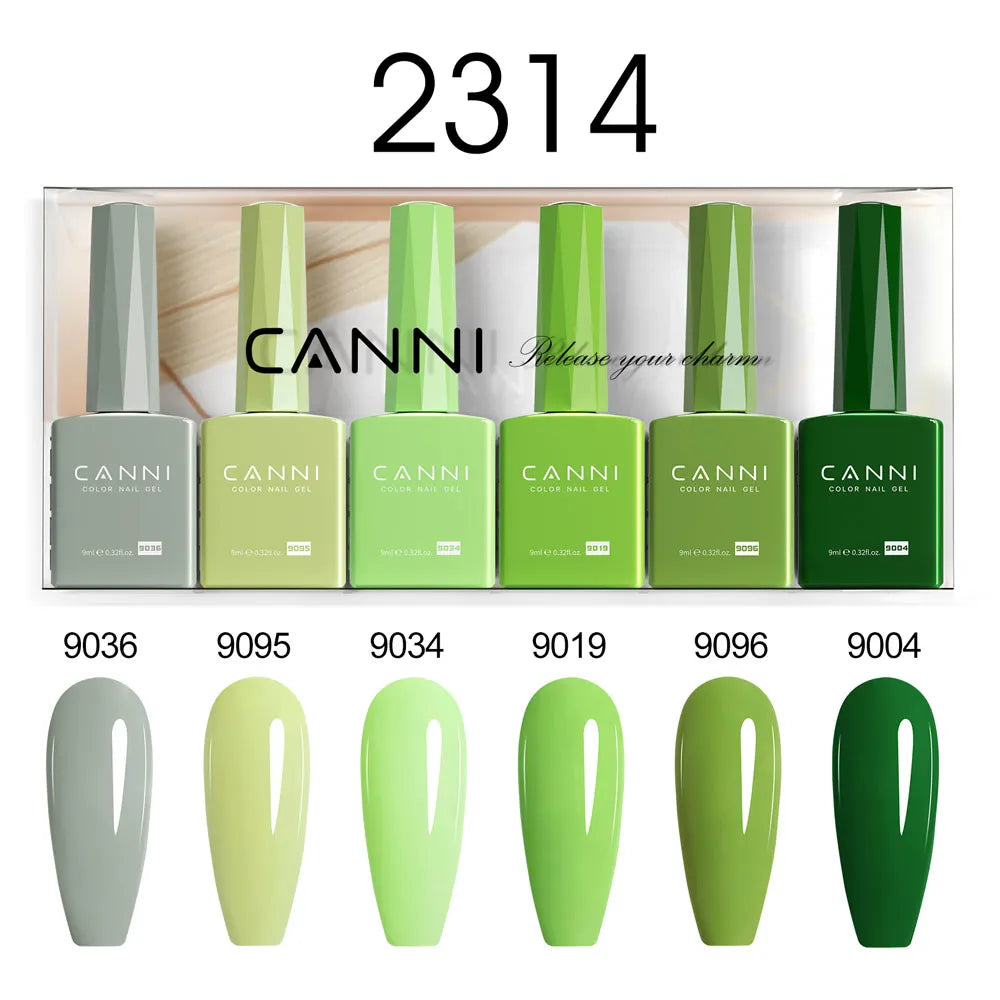 6pcs*9ml CANNI HEMA FREE Nail Gel Polish Set Gorgeous Color Semi Permanent Pigmented Painting Gel Soak off UV LED Gel Nails Kit 10