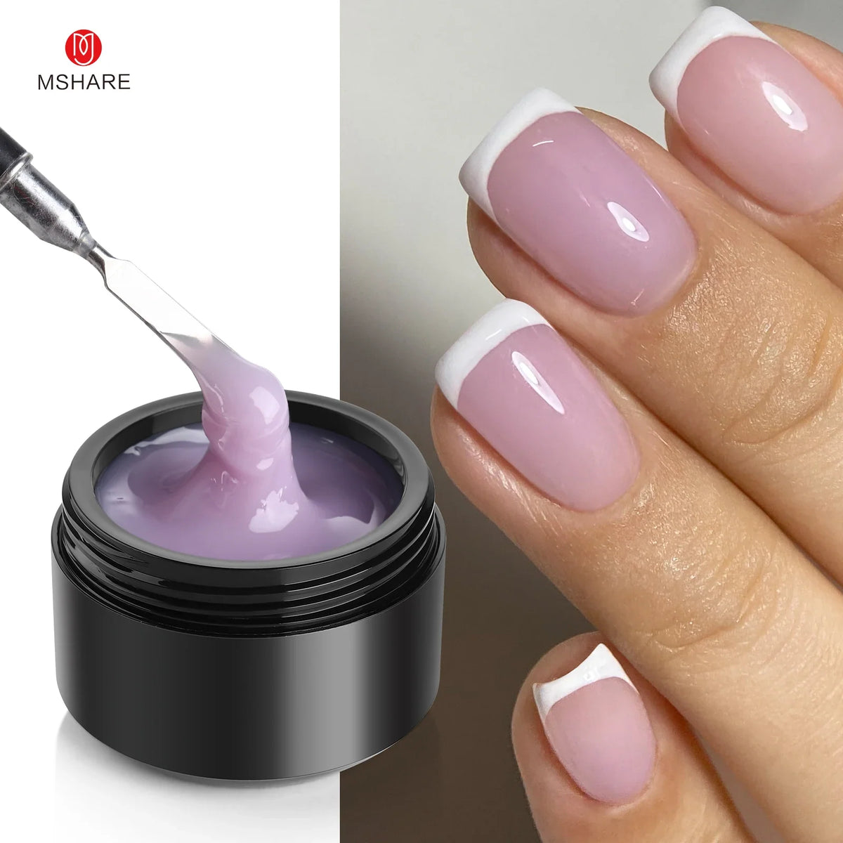 MSHARE 50ml Natural Nails Gel Builder Nalil Tpo Free Self Leveling Gel for Nail Extension Construction Pink Shade UV Led Gel 11