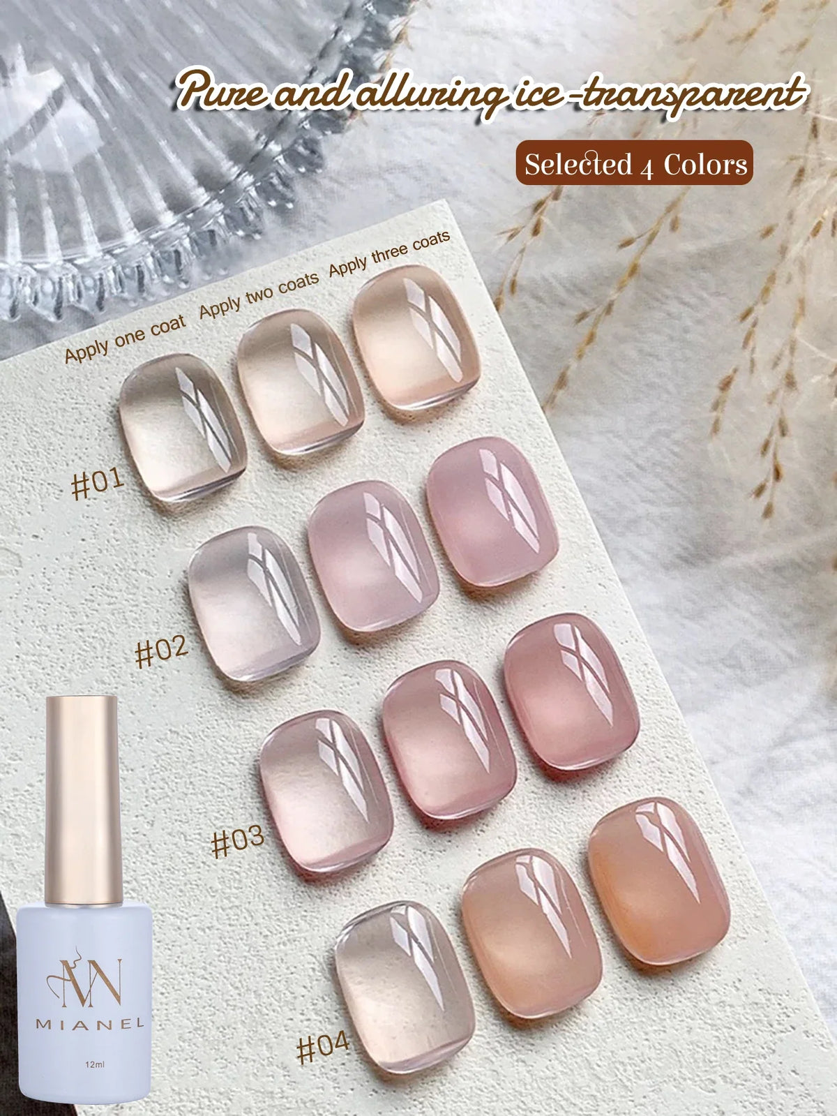 MIANEL  12ML Japanese Style Fairy Gel Nail Polish White Pink Nude Color Ice Clear Nail Polish Pink Nails Summer Nails 1-24pcs 44