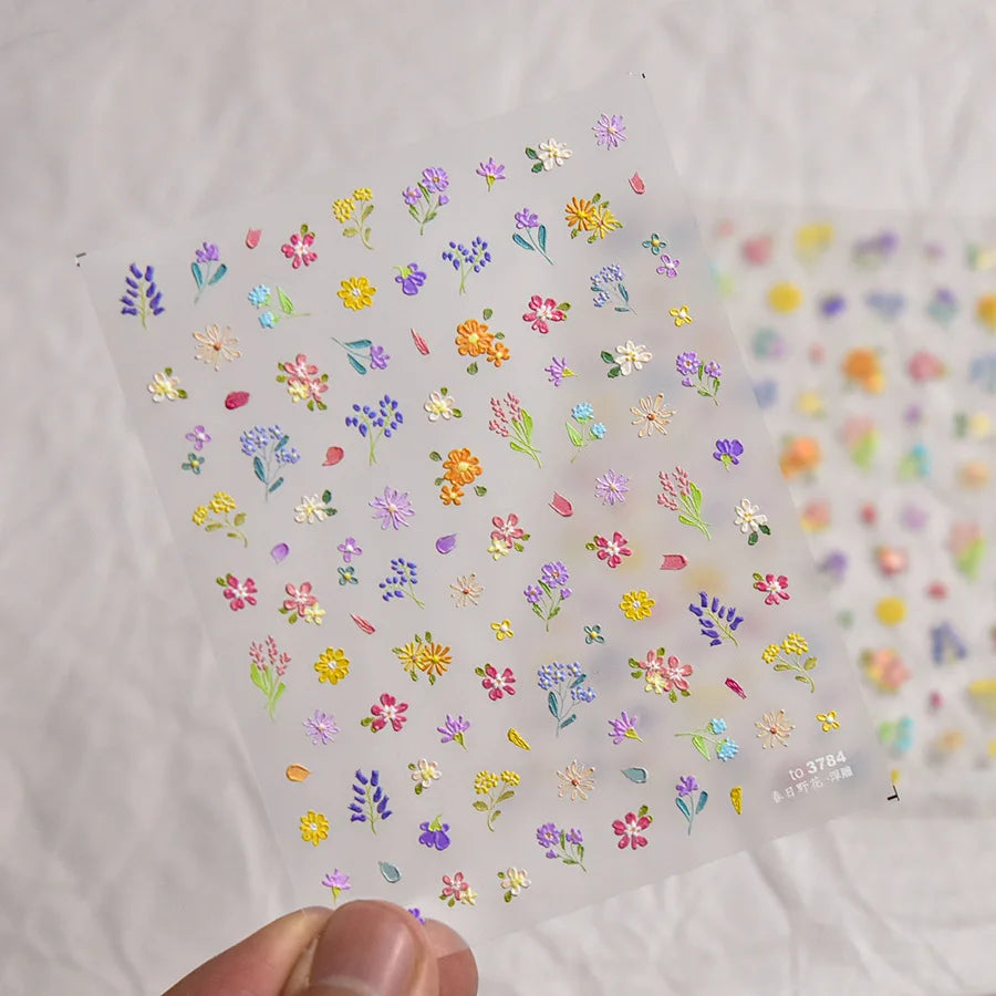 1pcs Dream Flower Window Shell Light Nail Art Stickers Japanese Flower Self Adhesive Stickers Press On Nails Decoration Decals 48