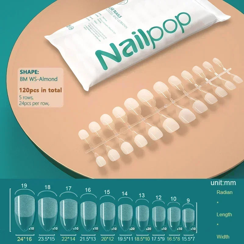 NAILPOP 120pcs Fake Nails Full Cover Press on Nails Coffin Soft Gel American Pose Capsule False Nail Tips for Extension System 23