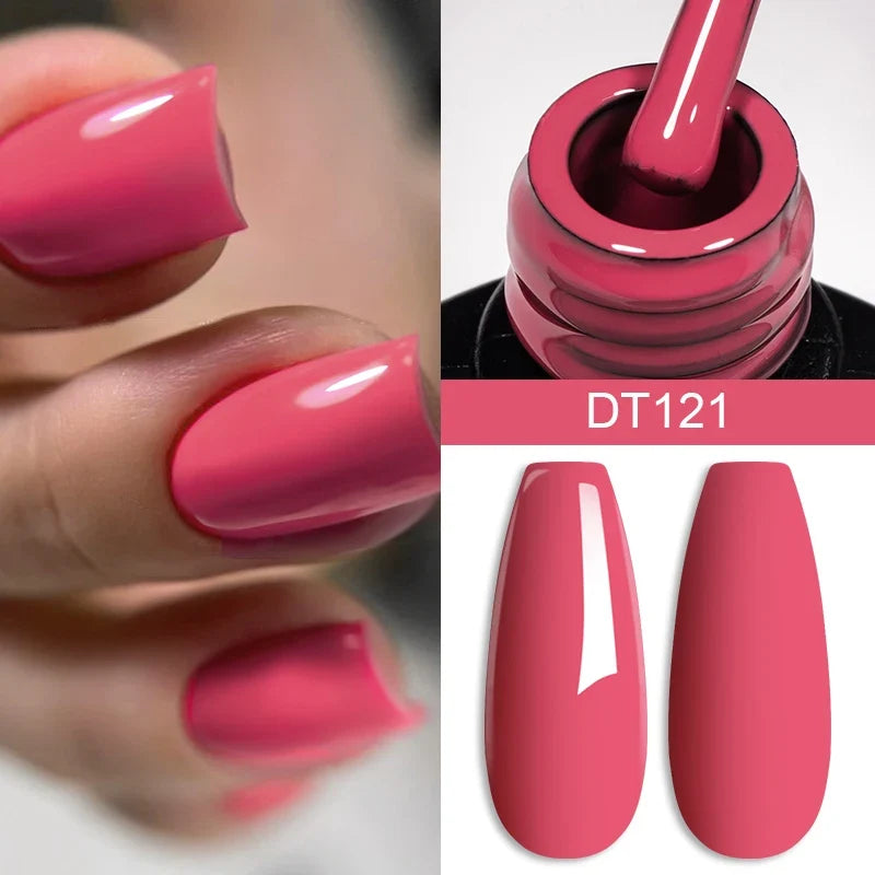 MEET ACROSS 7ml Red Gel Nail Polish Crystal Semi Permanent Soak Off UV Gel Varnish Nail Art Manicure Base Matte Top Coat Vernis 6