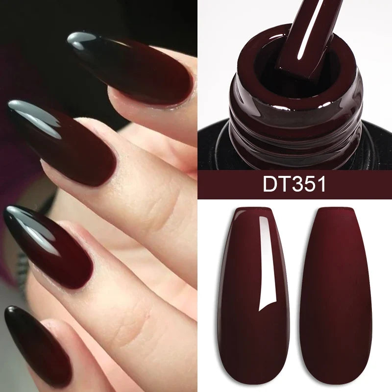 MEET ACROSS 7ml Red Gel Nail Polish Crystal Semi Permanent Soak Off UV Gel Varnish Nail Art Manicure Base Matte Top Coat Vernis 14